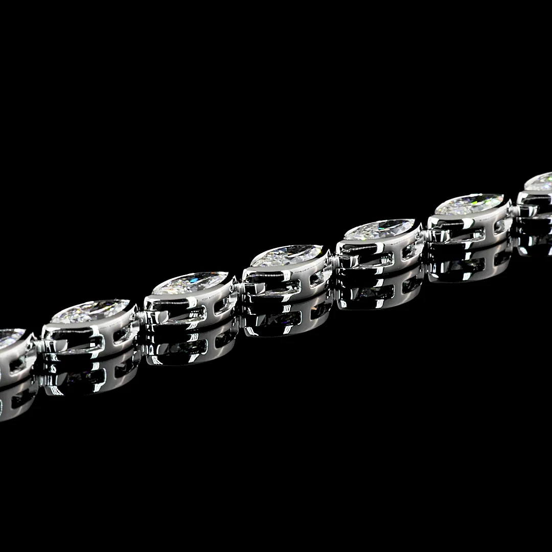 10.07 Cts 18k White Gold Marquise Shape Tennis Necklace - Image 4
