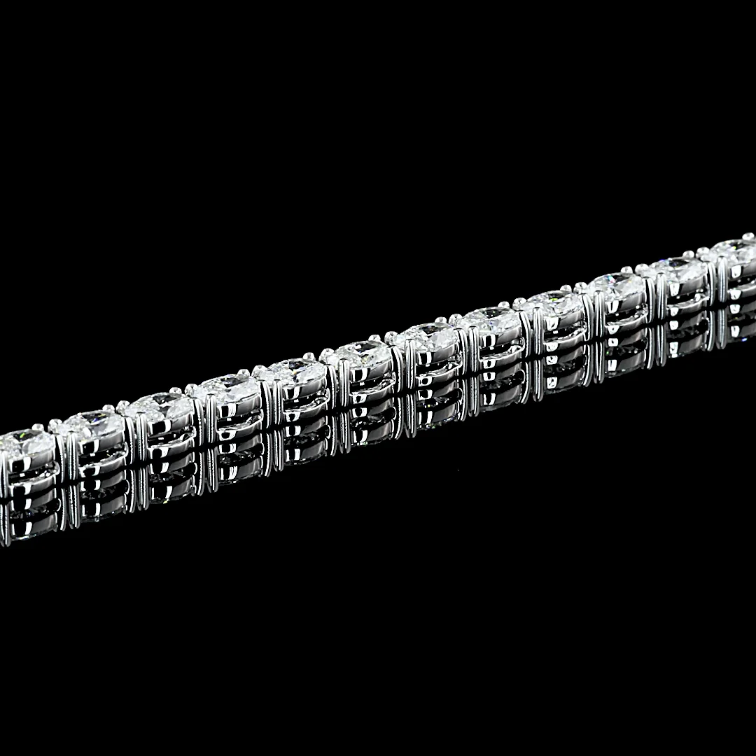 9.89 Cts 14k White Gold Oval Shape Tennis Necklace - Image 4