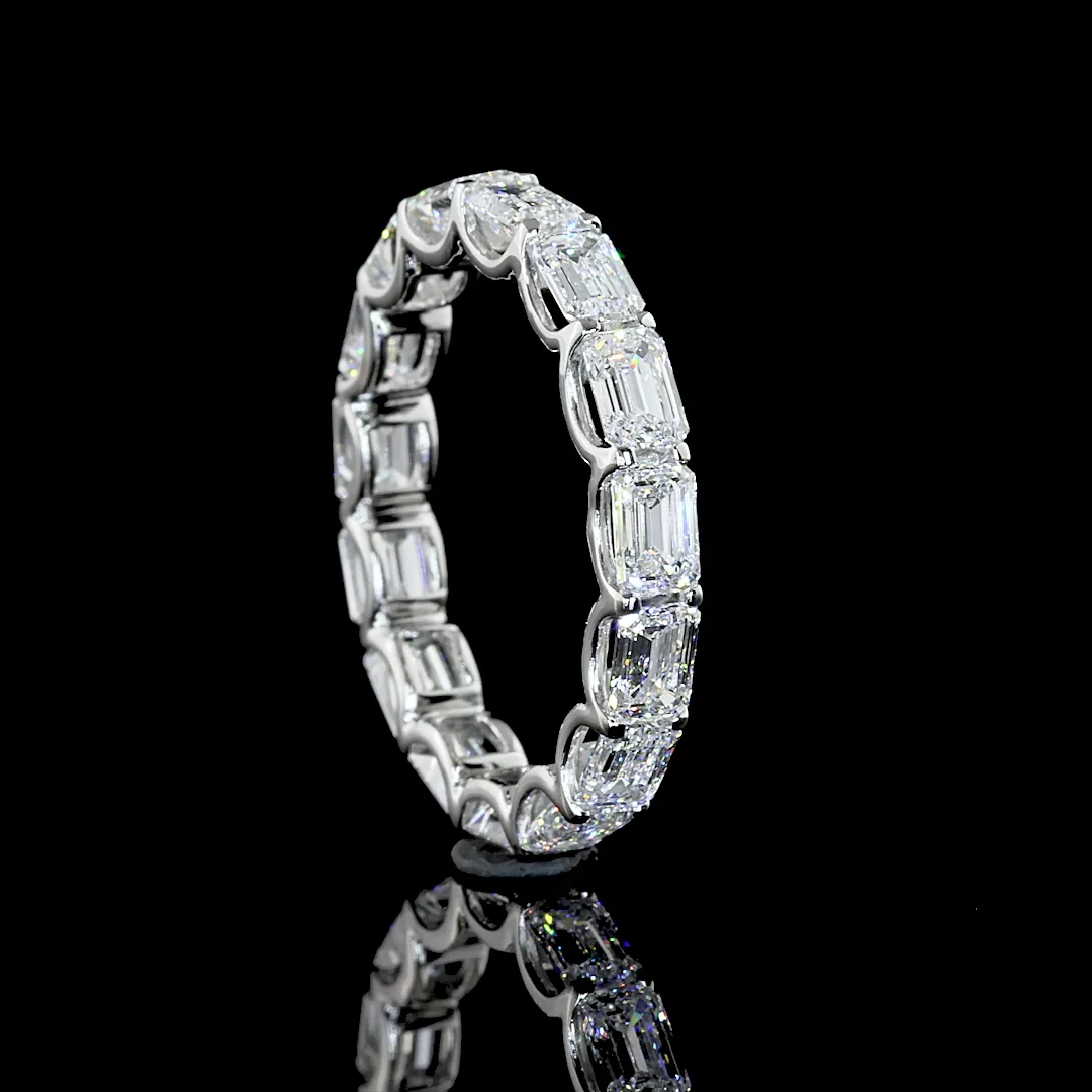 2.99 Cts Platinum Emerald Shape Eternity Band Eternity Band - Image 3