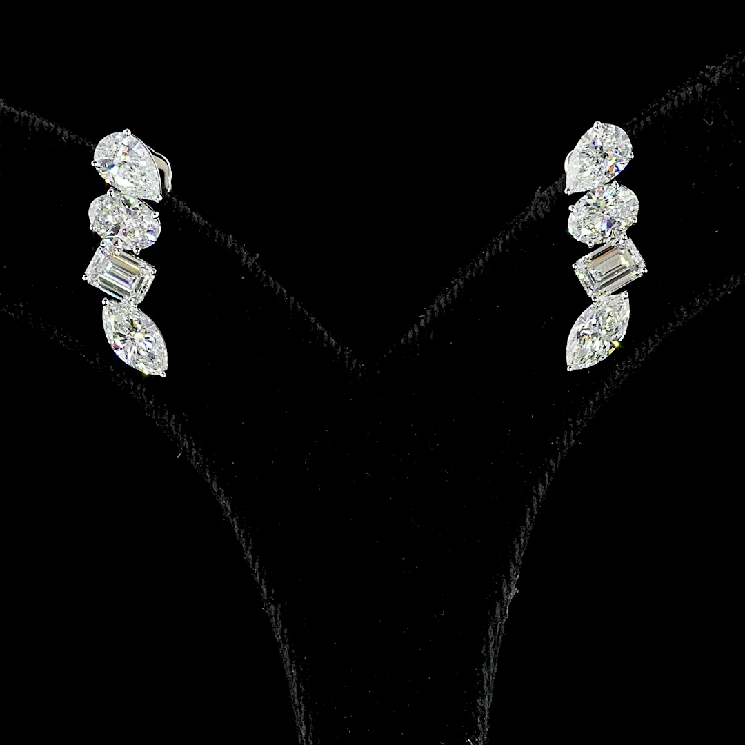 4.1 Cts 14k White Gold Mix Shape Crawler Earring - Image 2