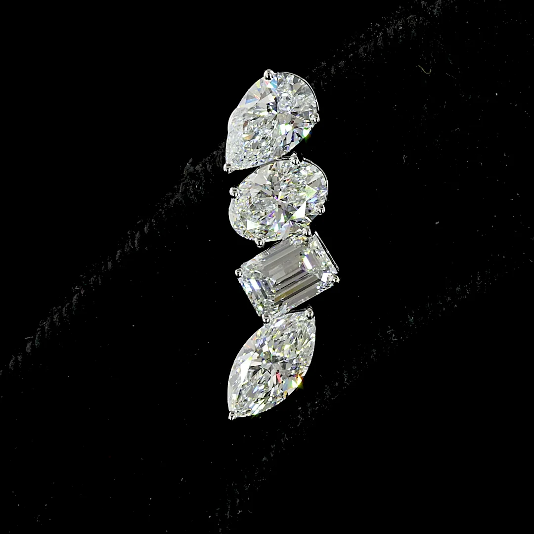 4.1 Cts 14k White Gold Mix Shape Crawler Earring - Image 3