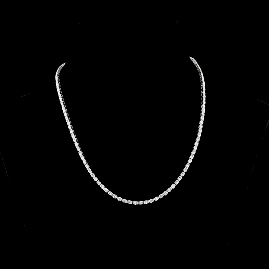 7.18 Cts 14k White Gold Oval Shape Tennis Necklace - Video