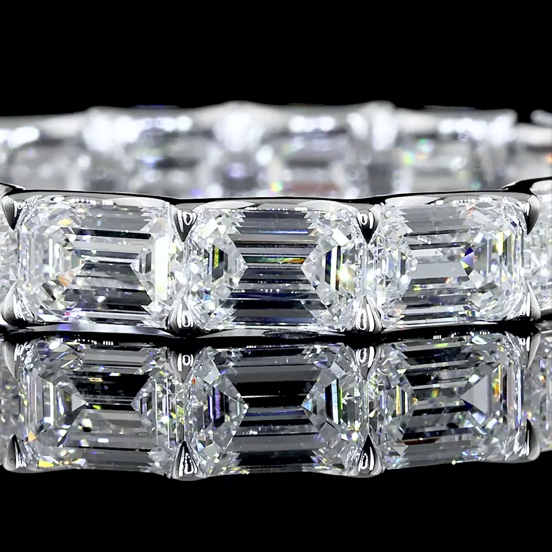 3.01 Cts 14k White Gold Emerald Shape Eternity Band Eternity Band - Image 2