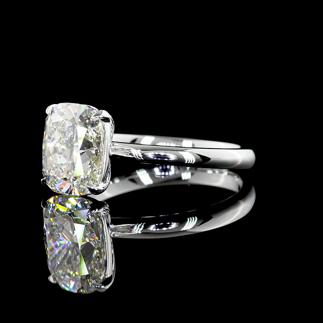 2.73 Cts 14k White Gold Cushion Modified Shape Solitaire Ring - Image 2
