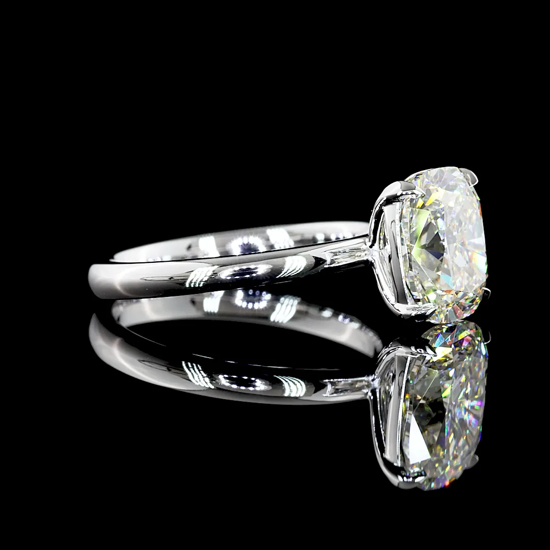 2.73 Cts 14k White Gold Cushion Modified Shape Solitaire Ring - Image 3