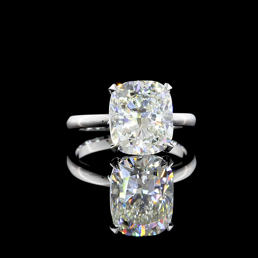 4.07 Cts 14k White Gold Cushion Modified Shape Solitaire Ring - Video