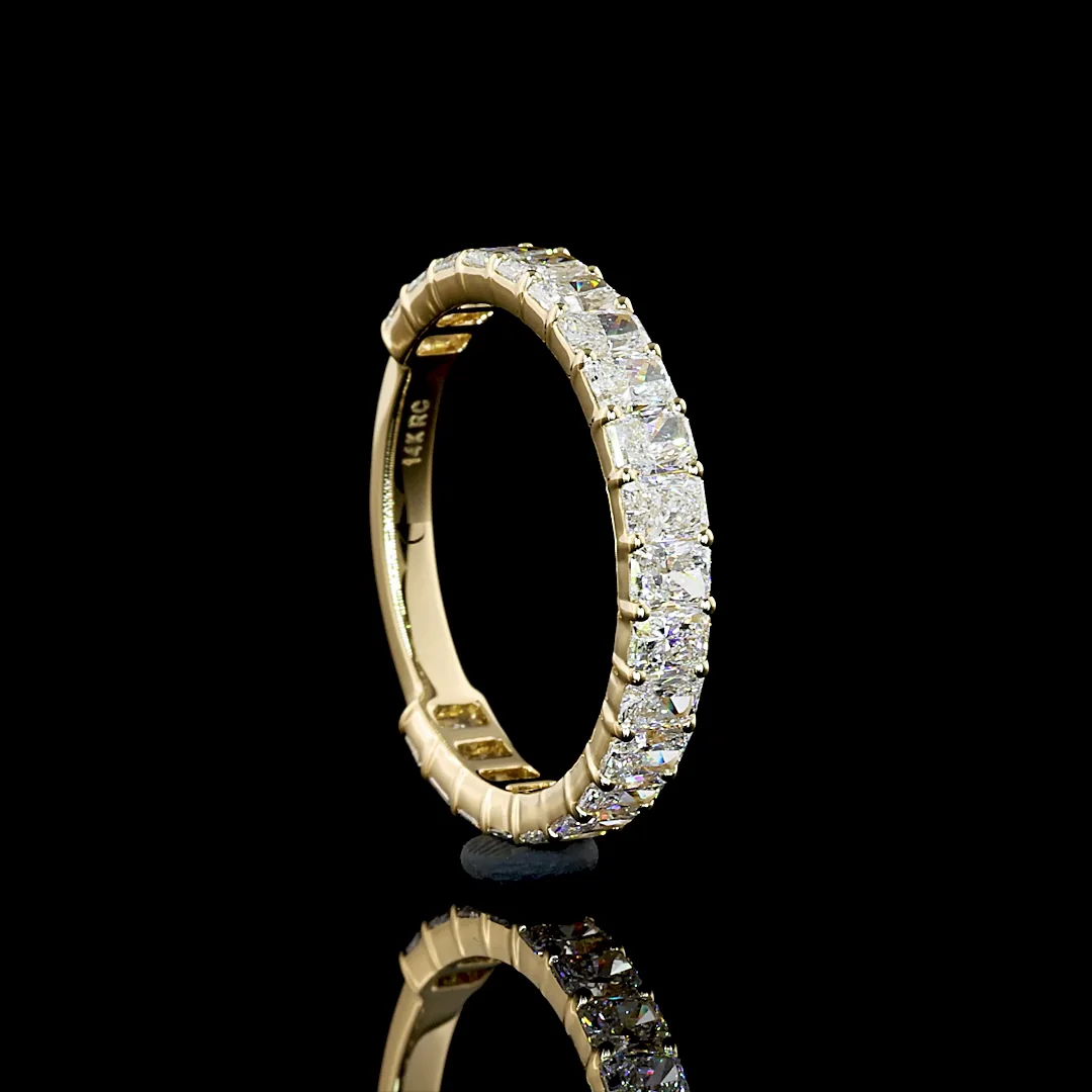 1.76 Cts 14k Yellow Gold Radiant Shape 3/4 Band Eternity Band - Image 3