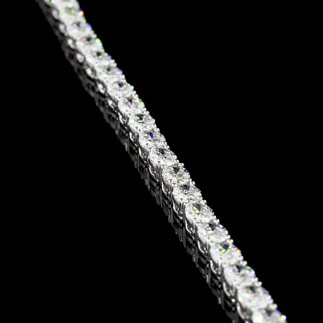 12.34 Cts 14k White Gold Oval Shape Tennis Necklace - Image 2