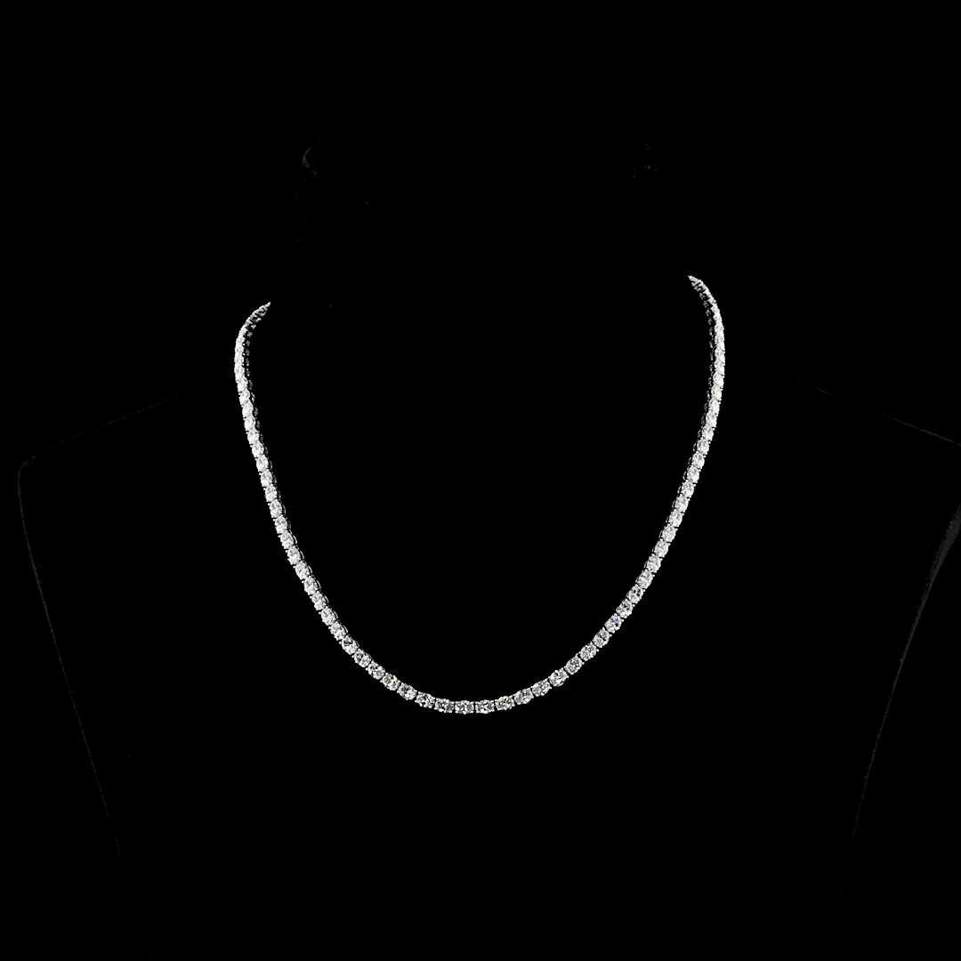 12.34 Cts 14k White Gold Oval Shape Tennis Necklace - Video