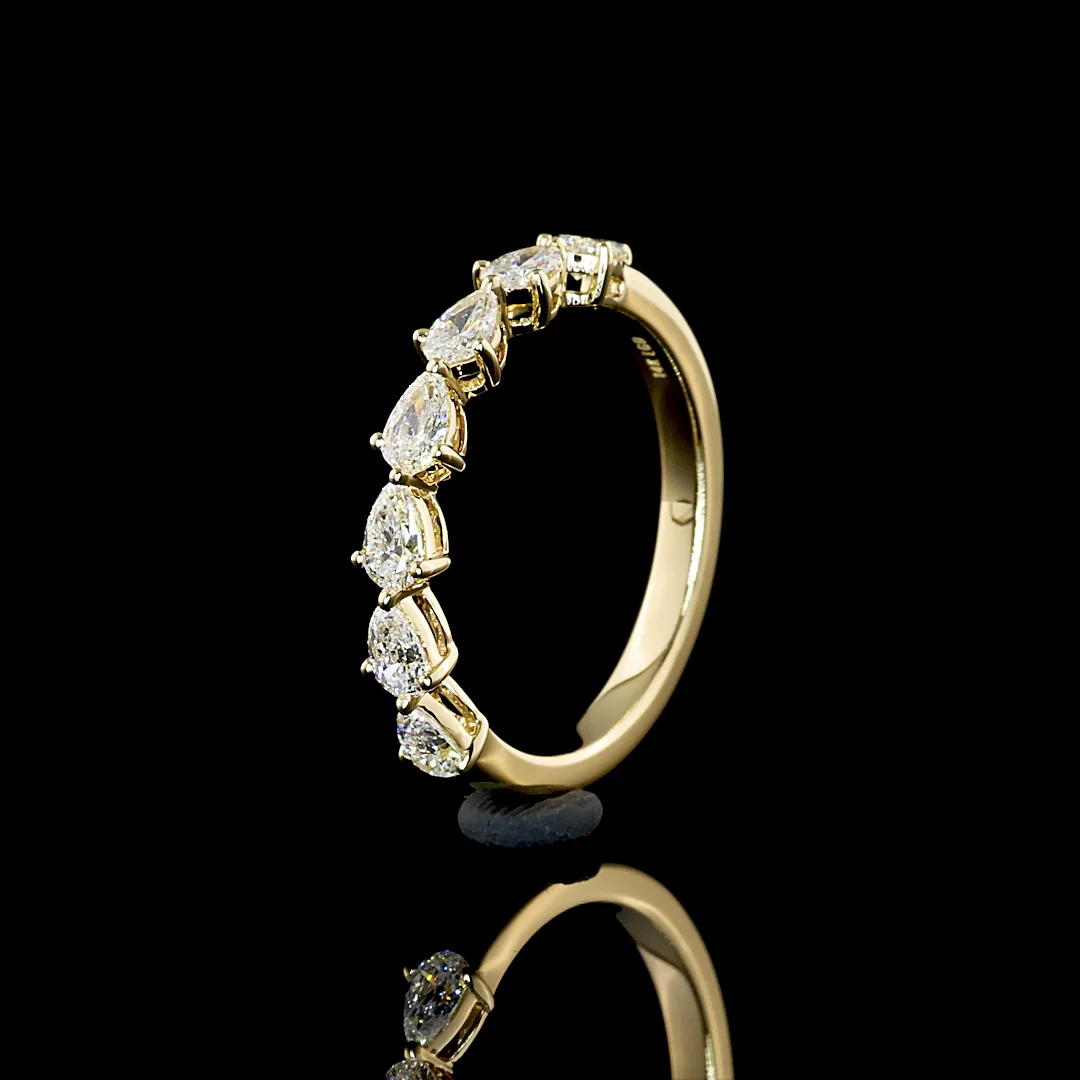 0.62 Cts 14k Yellow Gold Pear Shape Half Eternity Eternity Band - Image 4