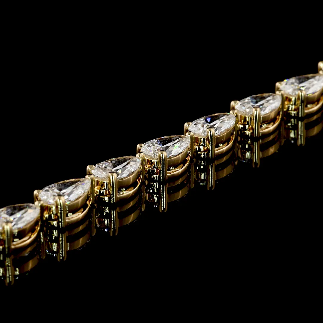 16.67 Cts 18k Yellow Gold Pear Shape Tennis Necklace - Image 4
