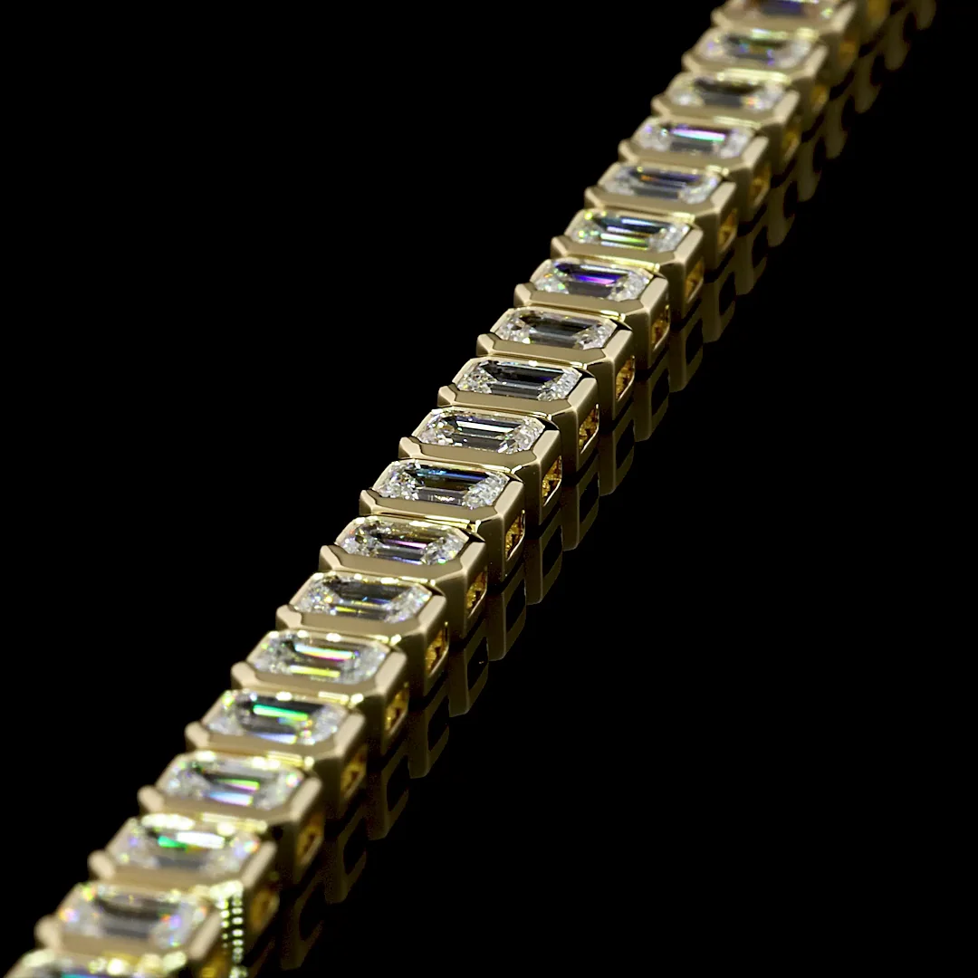 6.12 Cts 14k Yellow Gold Emerald Shape Tennis Bracelet - Image 4