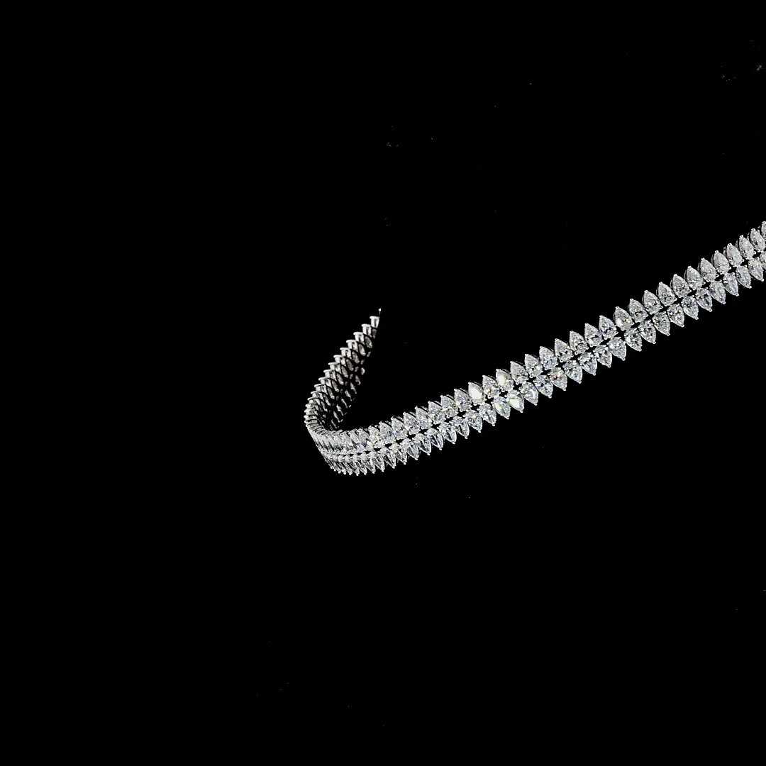 30.98 Cts 14k White Gold Pear Shape Tennis Necklace - Image 3