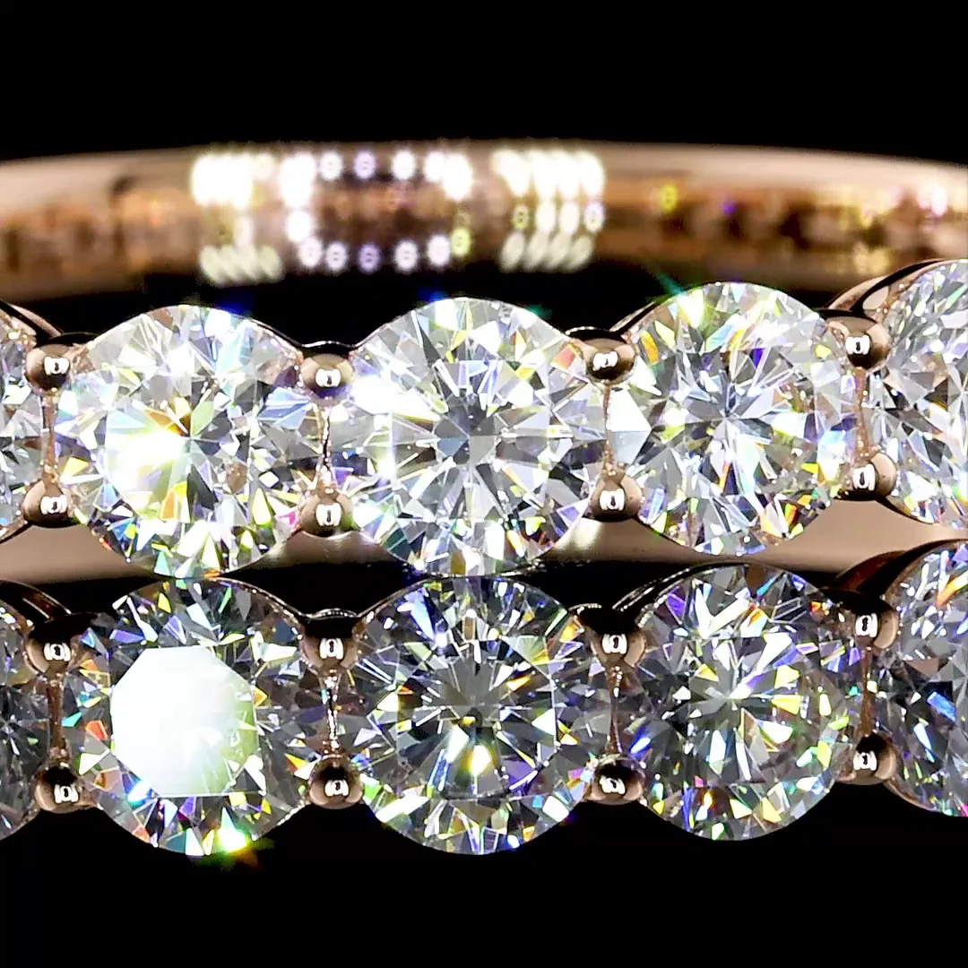 1.55 Cts 14k Rose Gold Round Shape 3/4 Band Eternity Band - Image 2