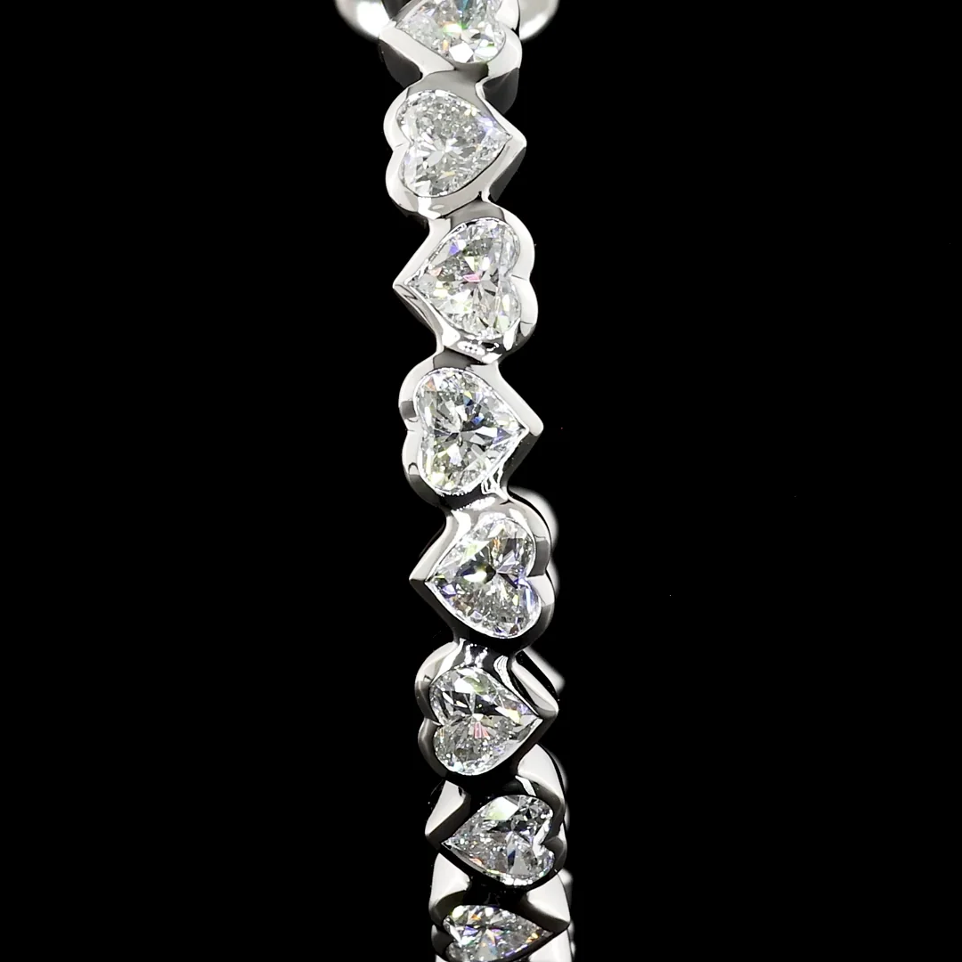 5.55 Cts 14k White Gold Heart Shape C Hoops Earring - Image 3