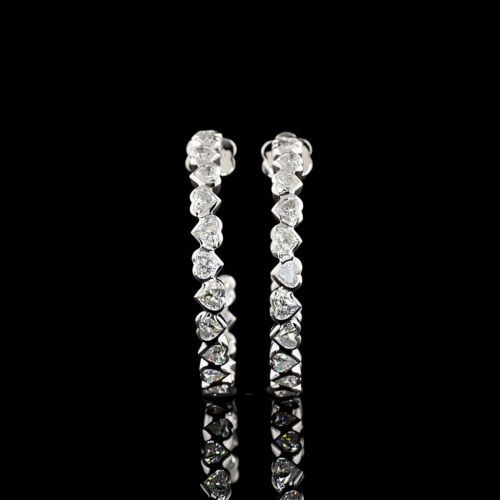 5.55 Cts 14k White Gold Heart Shape C Hoops Earring - Video