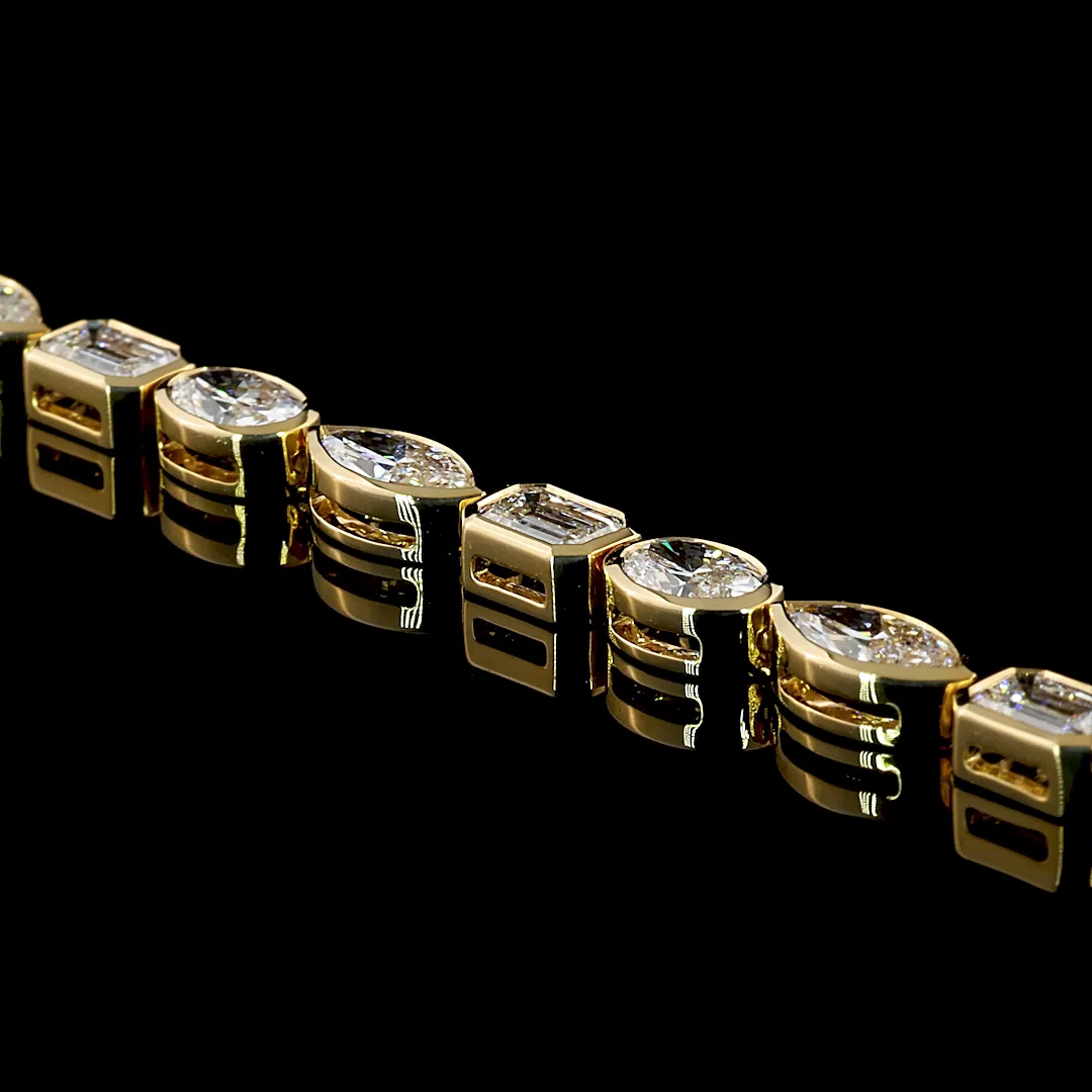 8.26 Cts 18k Yellow Gold Mix Shape Tennis Bracelet - Image 3