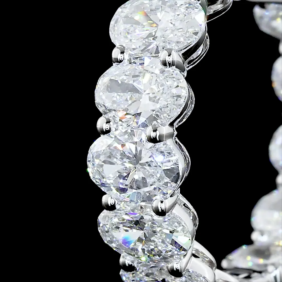 5.16 Cts 18k White Gold Oval Shape Huggies Earring - Image 3