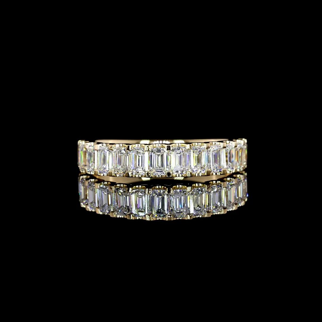 1.22 Cts 18k Yellow Gold Emerald Shape 3/4 Band Eternity Band - Video