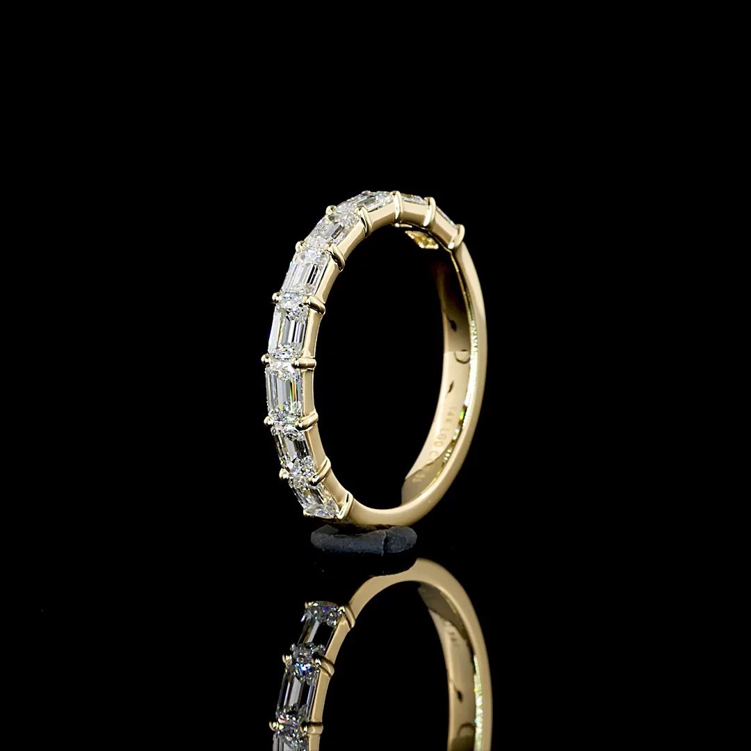 0.86 Cts 14k Yellow Gold Emerald Shape Half Eternity Eternity Band - Image 2