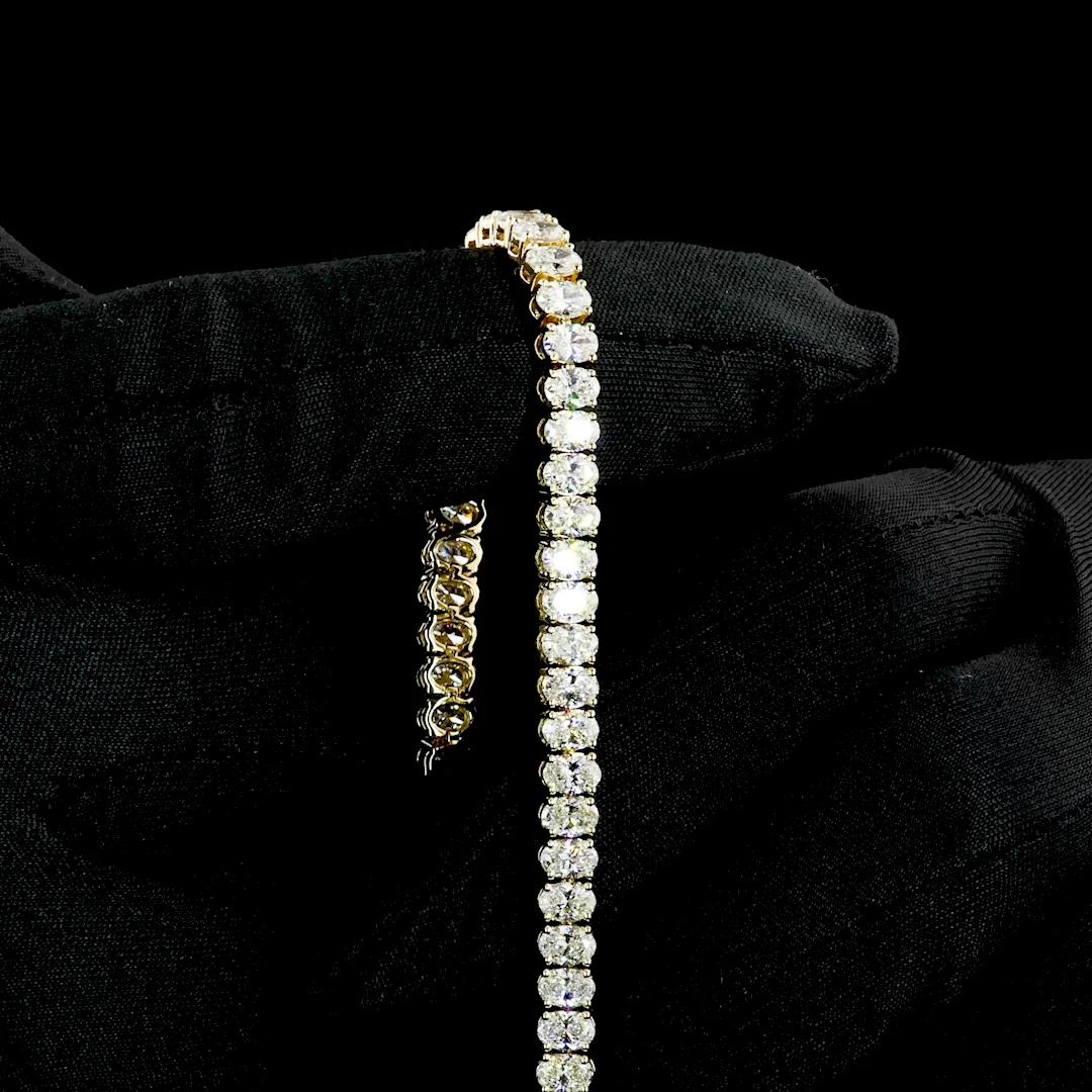 8.12 Cts 14k Yellow Gold Oval Shape Tennis Bracelet - Image 4