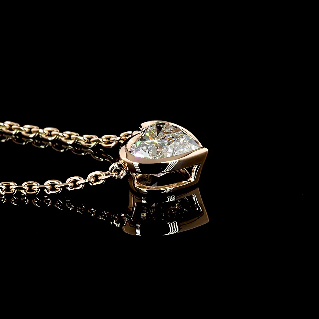 1.57 Cts 14k Rose Gold Heart Shape Solitaire Pendant - Image 3