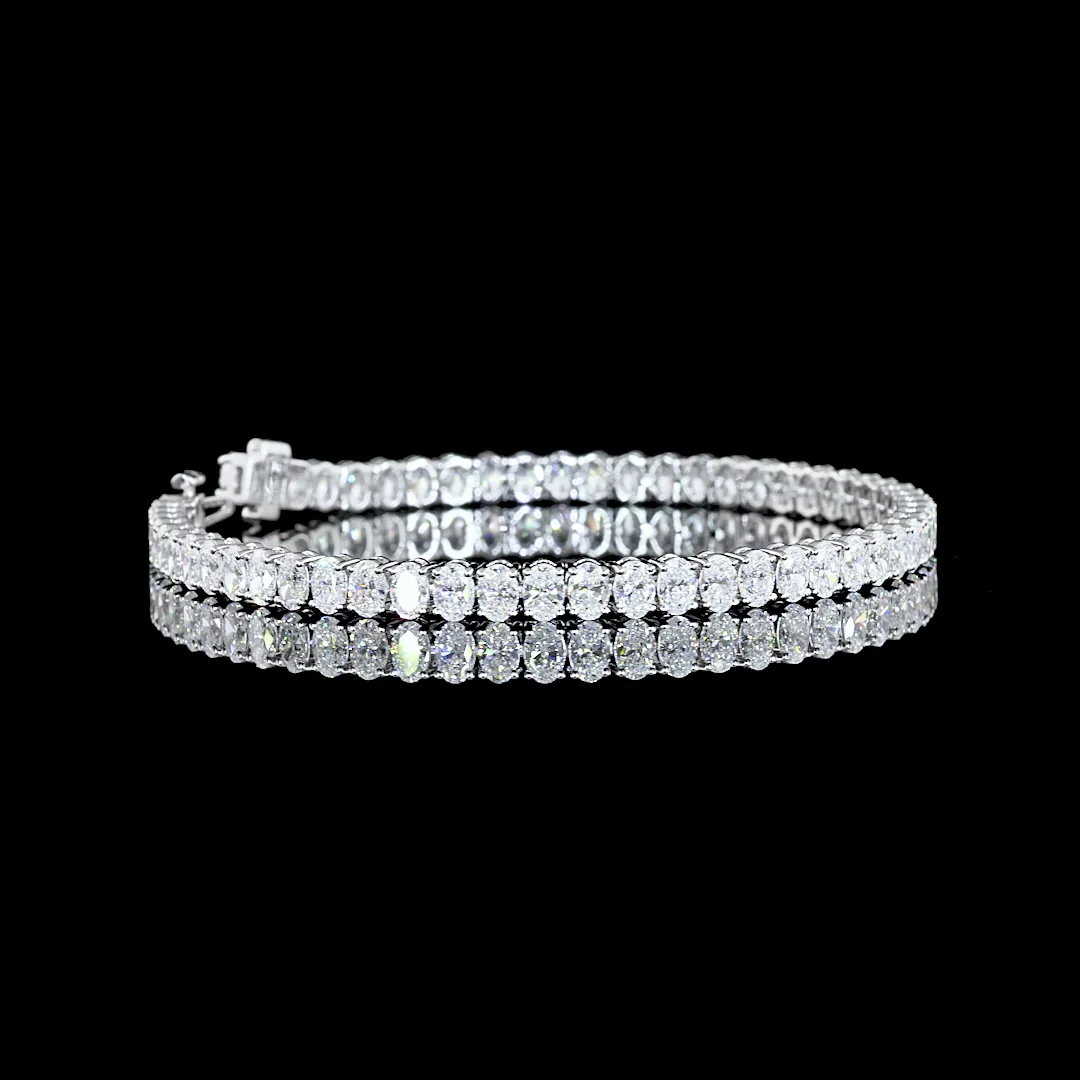 8 Cts 14k White Gold Oval Shape Tennis Bracelet - Video