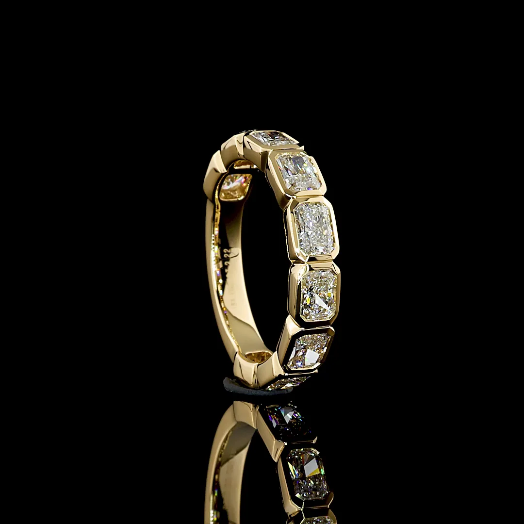 2.22 Cts 18k Yellow Gold Radiant Shape 3/4 Band Eternity Band - Image 3