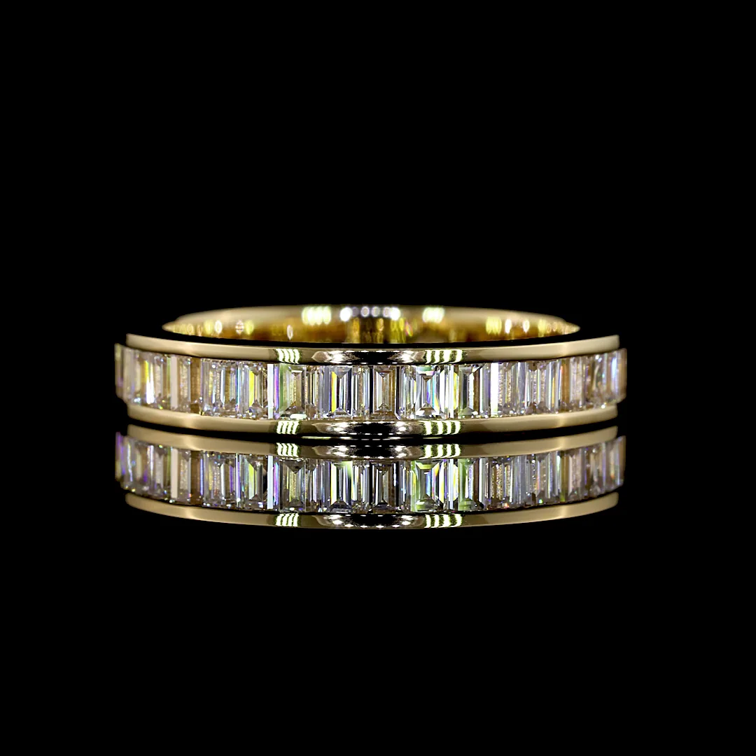 1.43 Cts 14k Yellow Gold Baguette Shape 3/4 Band Eternity Band - Video