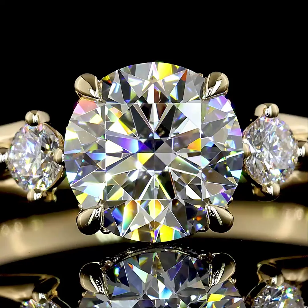 1.6 Cts 14k Yellow Gold Round Shape Hidden Halo Ring - Image 3