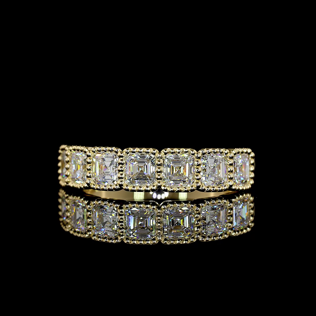 1.45 Cts 14k Yellow Gold Asscher Shape 7 Stones Eternity Band - Video