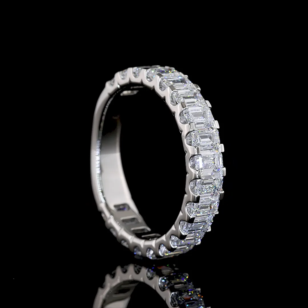 2.16 Cts Platinum Emerald Shape 3/4 Band Eternity Band - Image 2