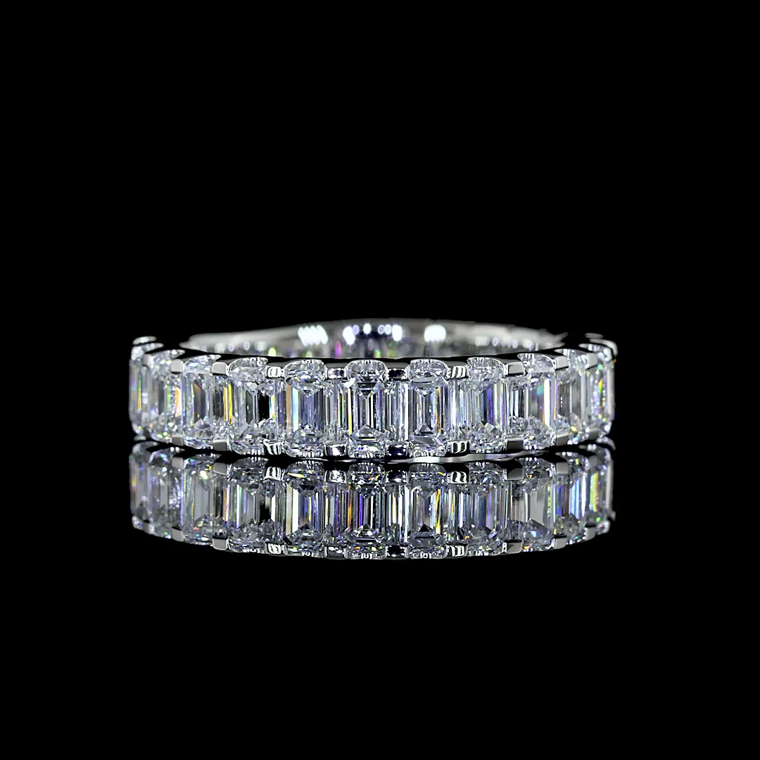 2.16 Cts Platinum Emerald Shape 3/4 Band Eternity Band - Video