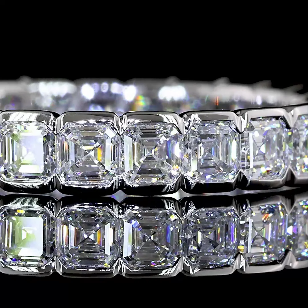 1.98 Cts 14k White Gold Asscher Shape Eternity Band Eternity Band - Image 3
