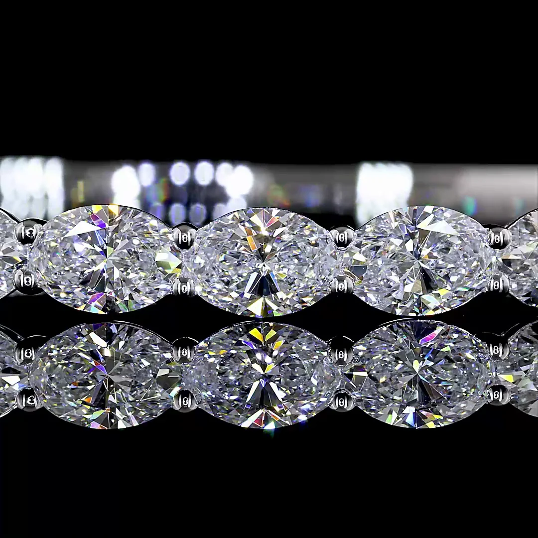 4.92 Cts 14k White Gold Oval Shape Bangles Bracelet - Image 3