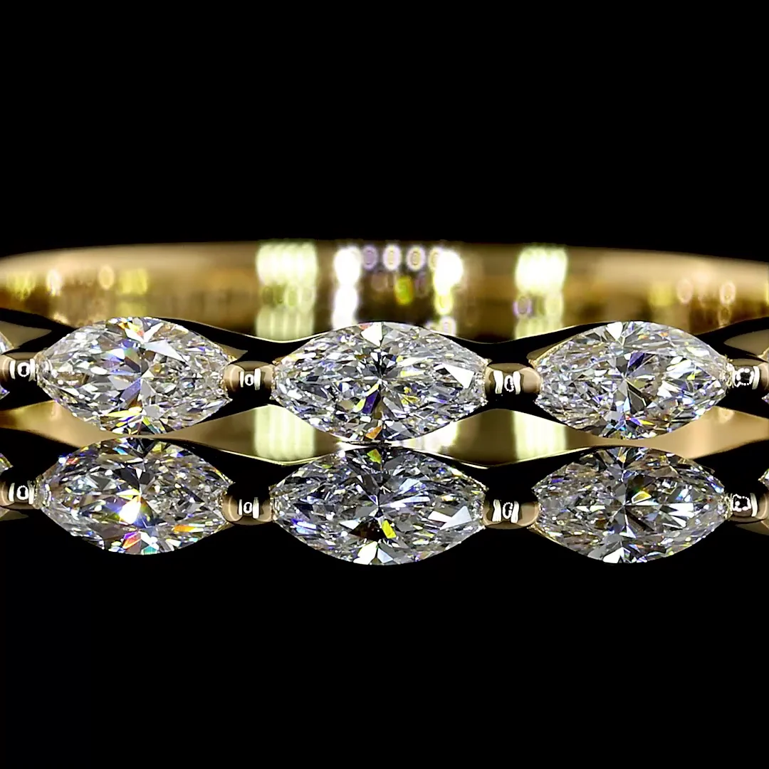 0.71 Cts 18k Yellow Gold Marquise Shape 3/4 Band Eternity Band - Image 3