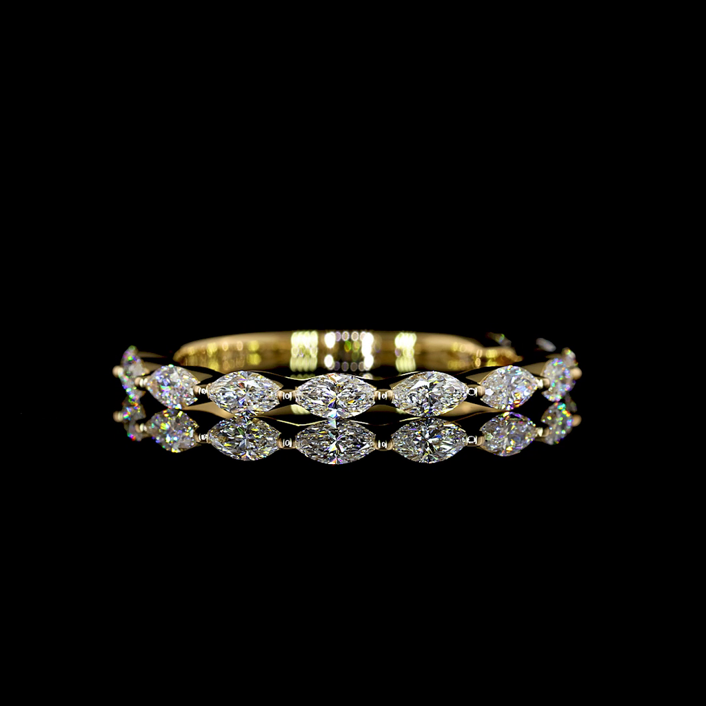 0.71 Cts 18k Yellow Gold Marquise Shape 3/4 Band Eternity Band - Video