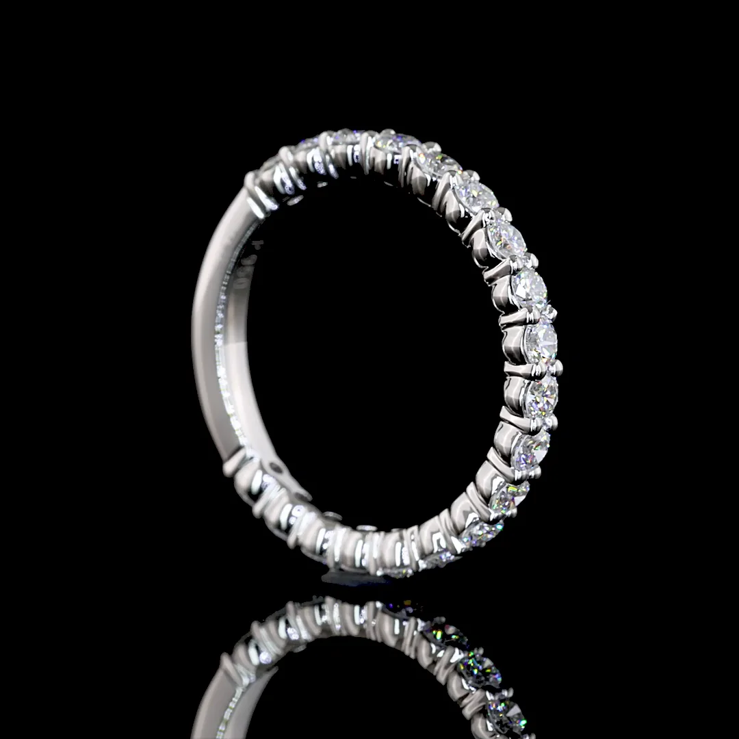 0.64 Cts Platinum Round Shape 3/4 Band Eternity Band - Image 2
