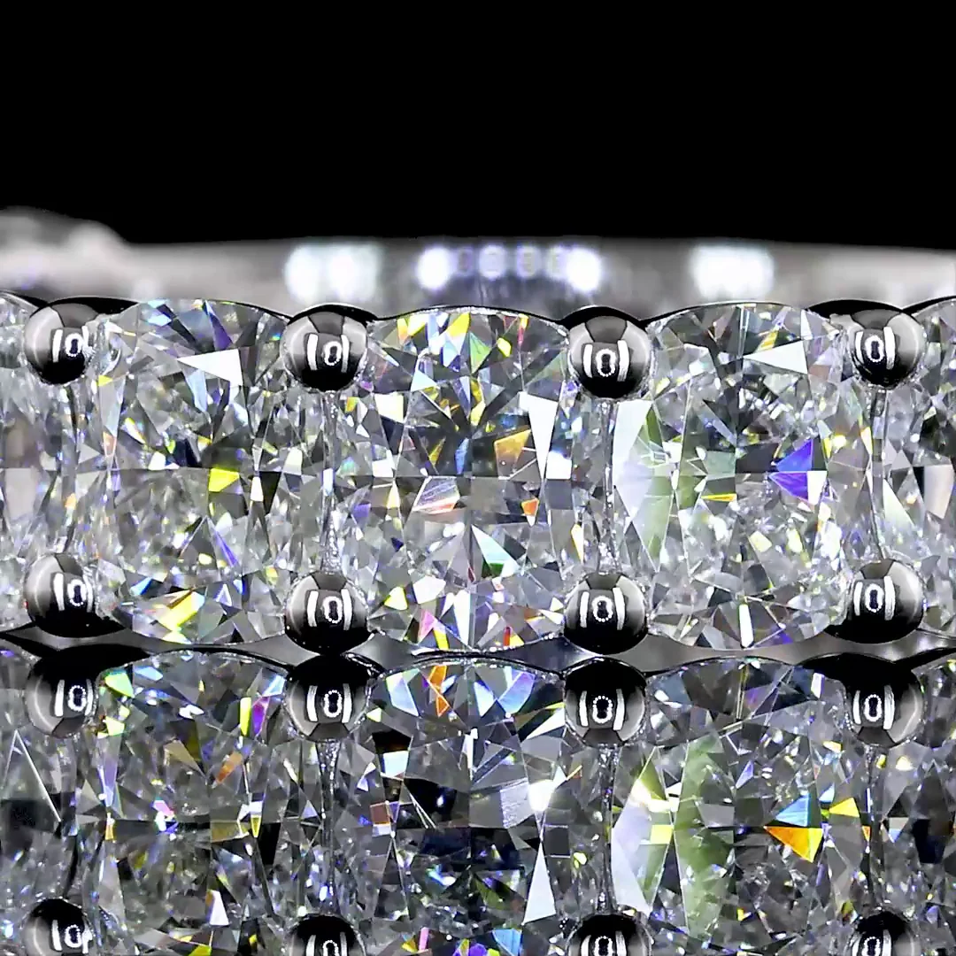 2.62 Cts 14k White Gold Cushion Shape 3/4 Band Eternity Band - Image 3