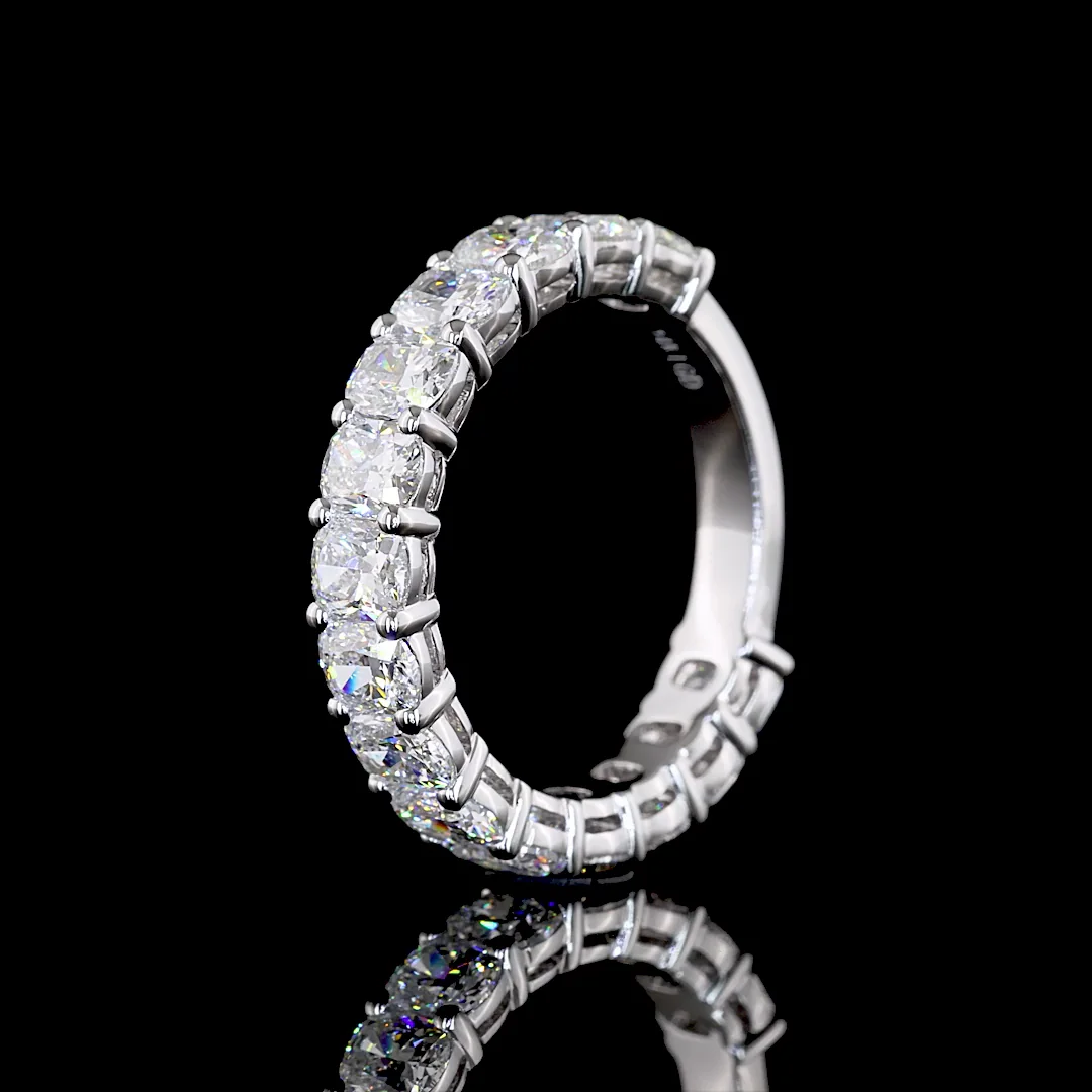 2.62 Cts 14k White Gold Cushion Shape 3/4 Band Eternity Band - Image 4