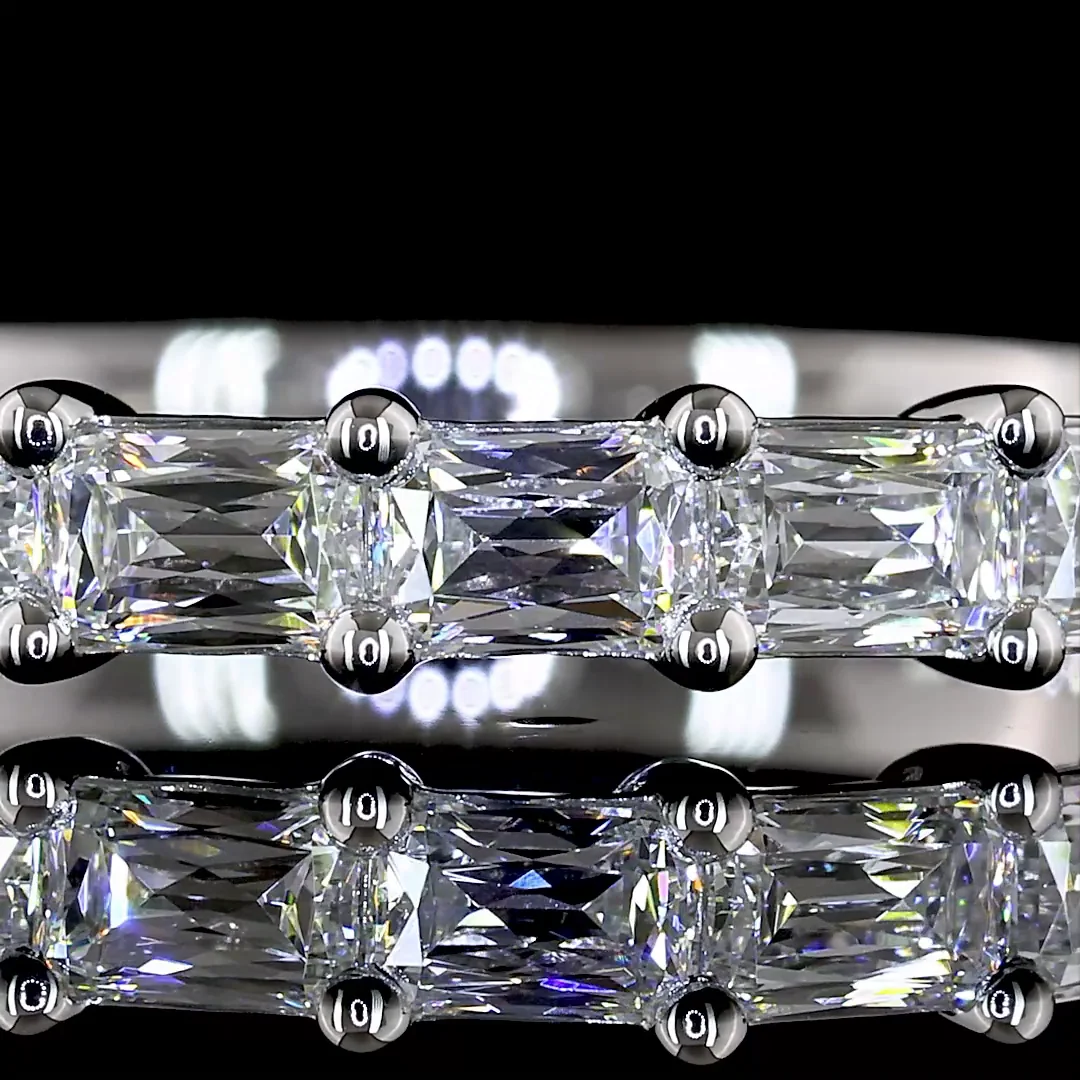1.07 Cts Platinum Radiant Modified Shape Half Eternity Eternity Band - Image 3