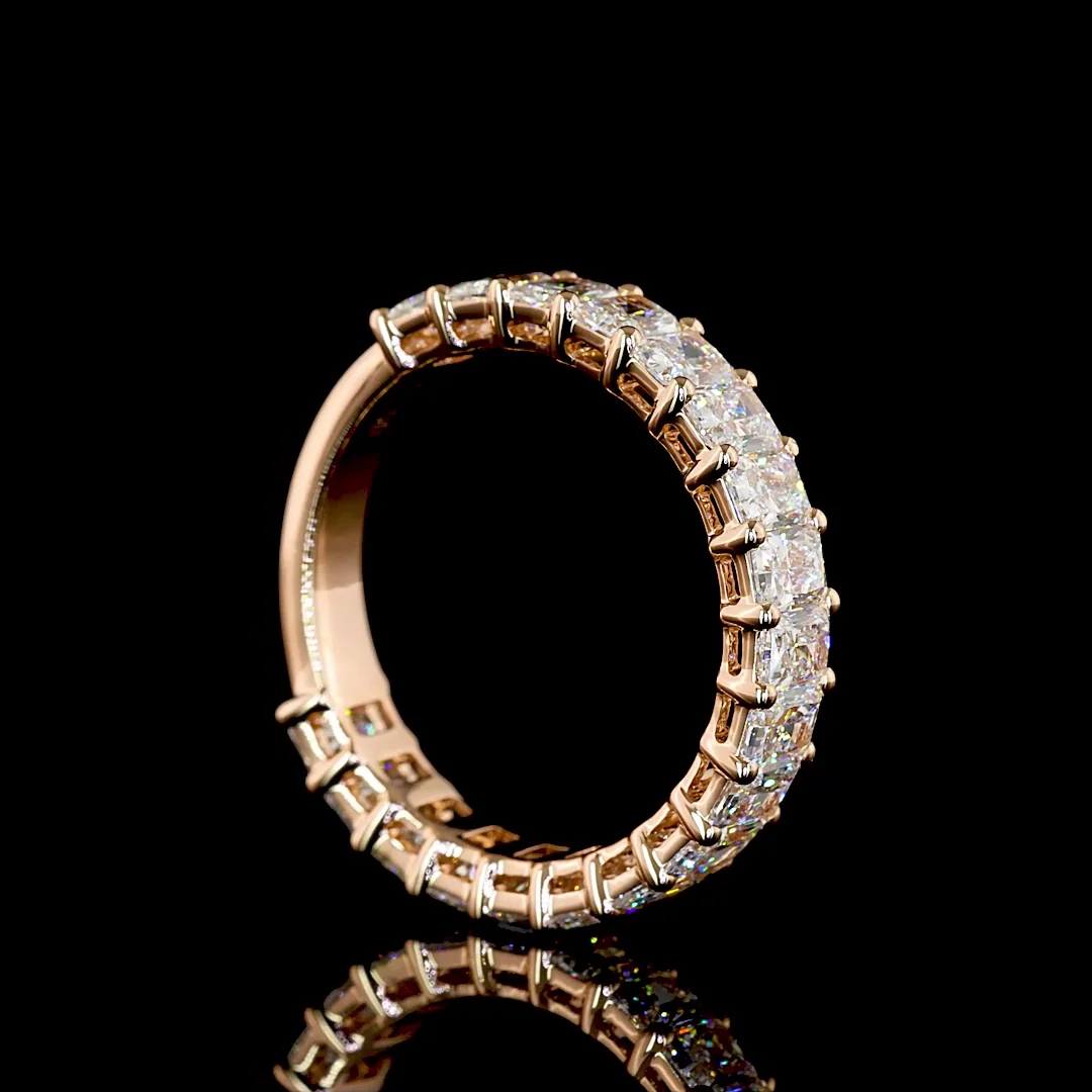 2.93 Cts 14k Rose Gold Radiant Shape 3/4 Band Eternity Band - Image 2