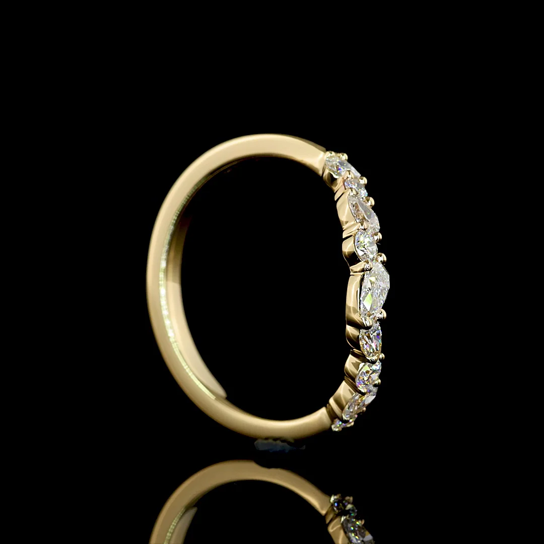 0.33 Cts 14k Yellow Gold Mix Shape 3/4 Band Eternity Band - Image 2