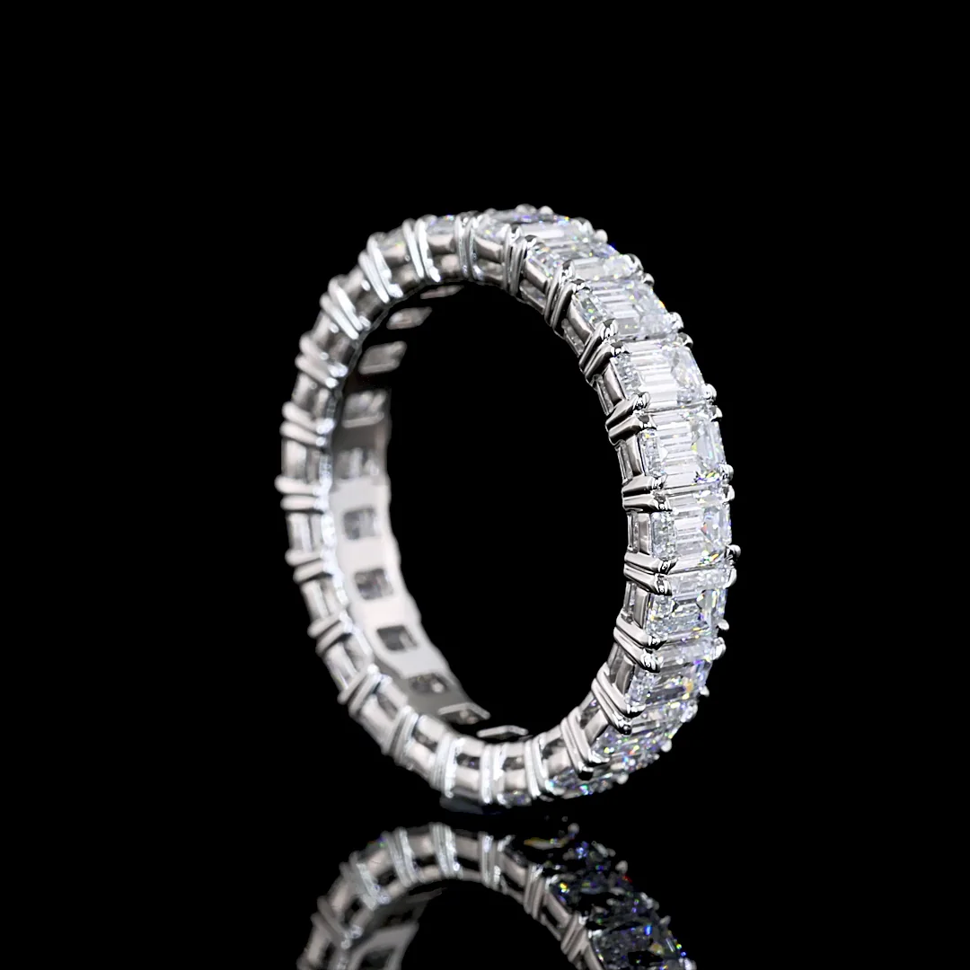 3.34 Cts Platinum Emerald Shape Eternity Band Eternity Band - Image 2
