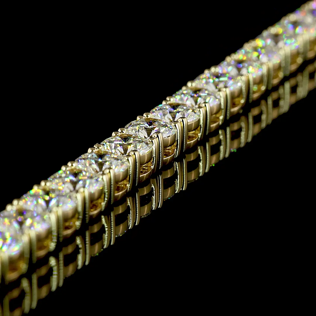 41.84 Cts 14k Yellow Gold Round Shape Tennis Necklace - Image 4