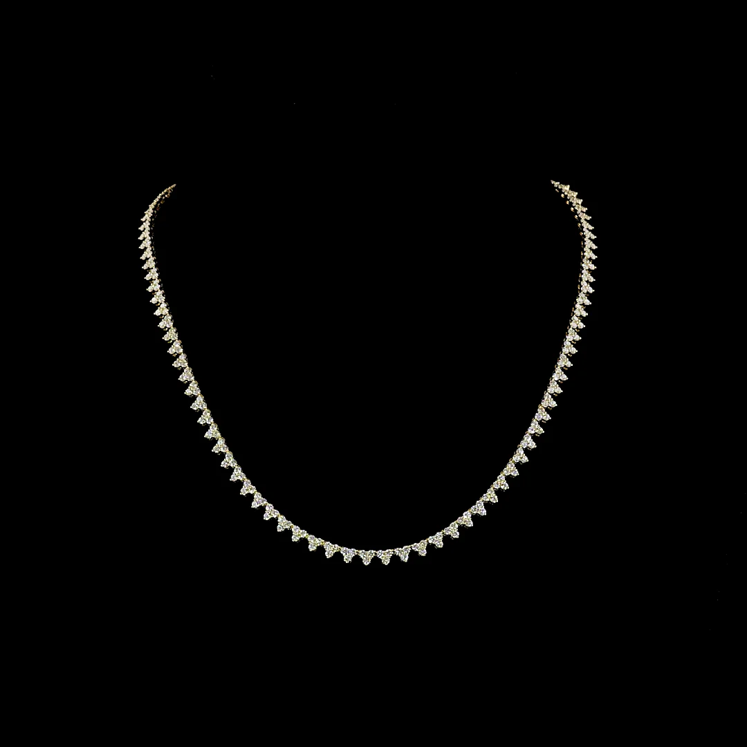 6.16 Cts 14k Yellow Gold Round Shape Tennis Necklace - Video