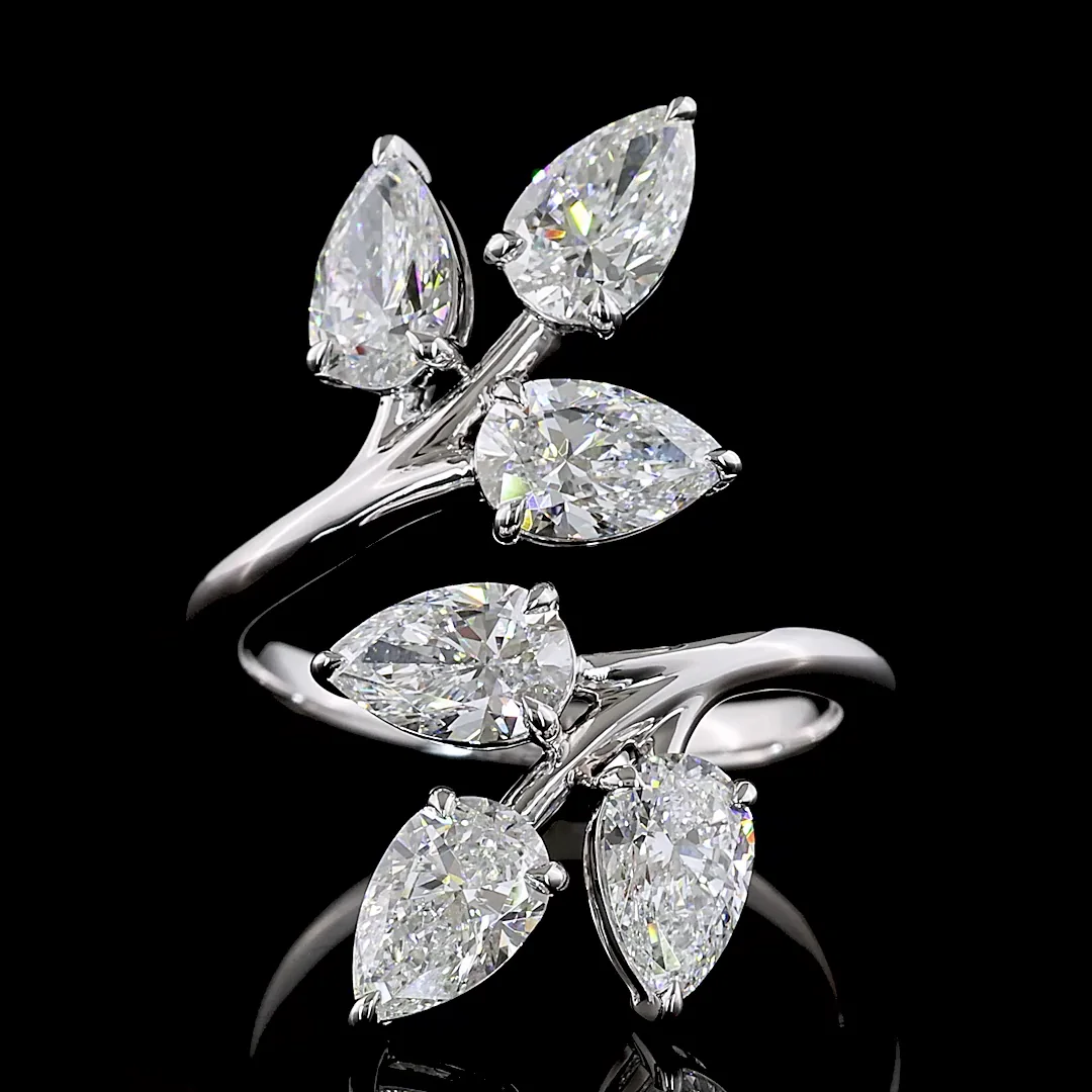 3.09 Cts 14k White Gold Pear Shape Special Ring - Image 3