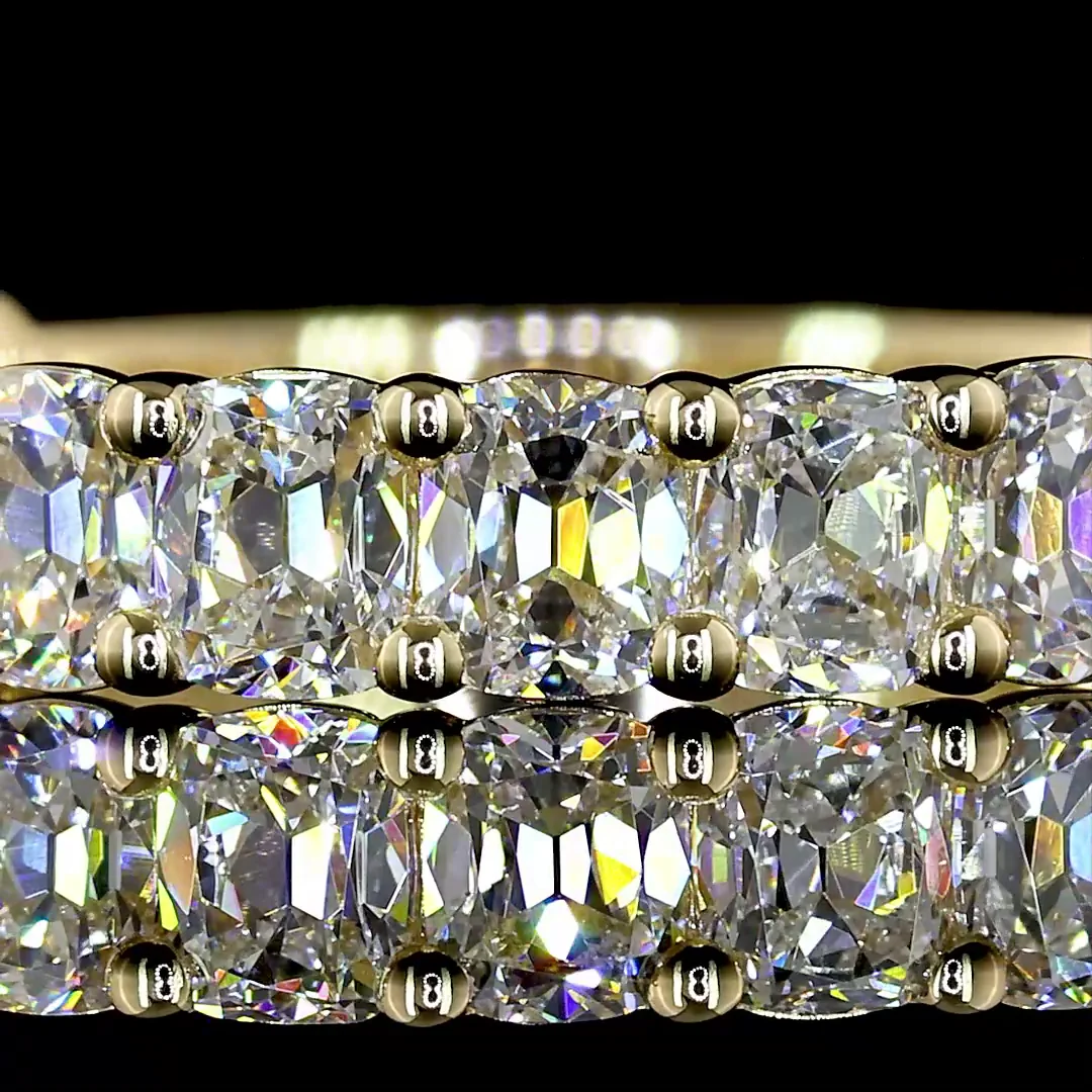 1.86 Cts 14k Yellow Gold Antique Cushion Shape 3/4 Band Eternity Band - Image 3