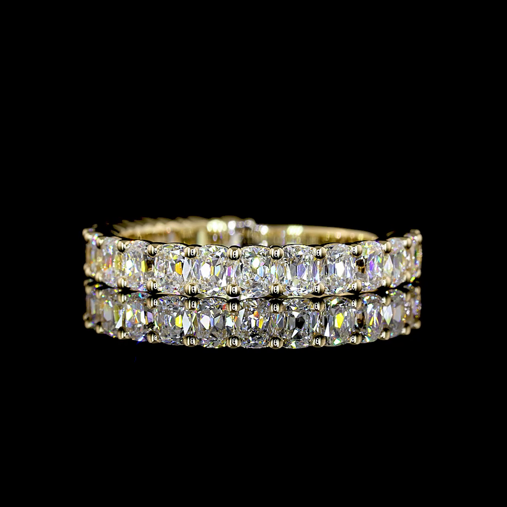 1.86 Cts 14k Yellow Gold Antique Cushion Shape 3/4 Band Eternity Band - Video