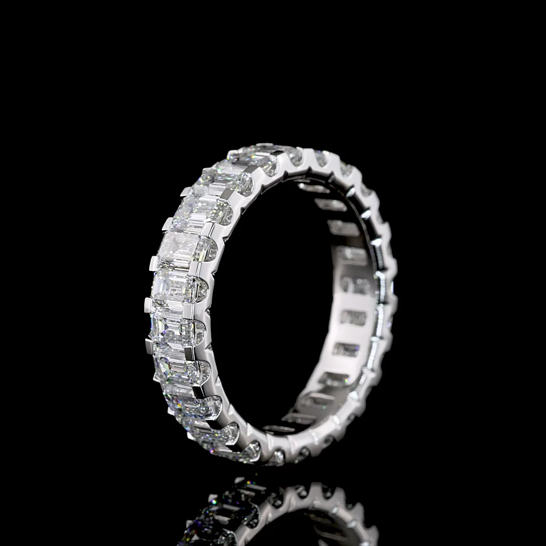 2.83 Cts 14k White Gold Emerald Shape Eternity Band Eternity Band - Image 4